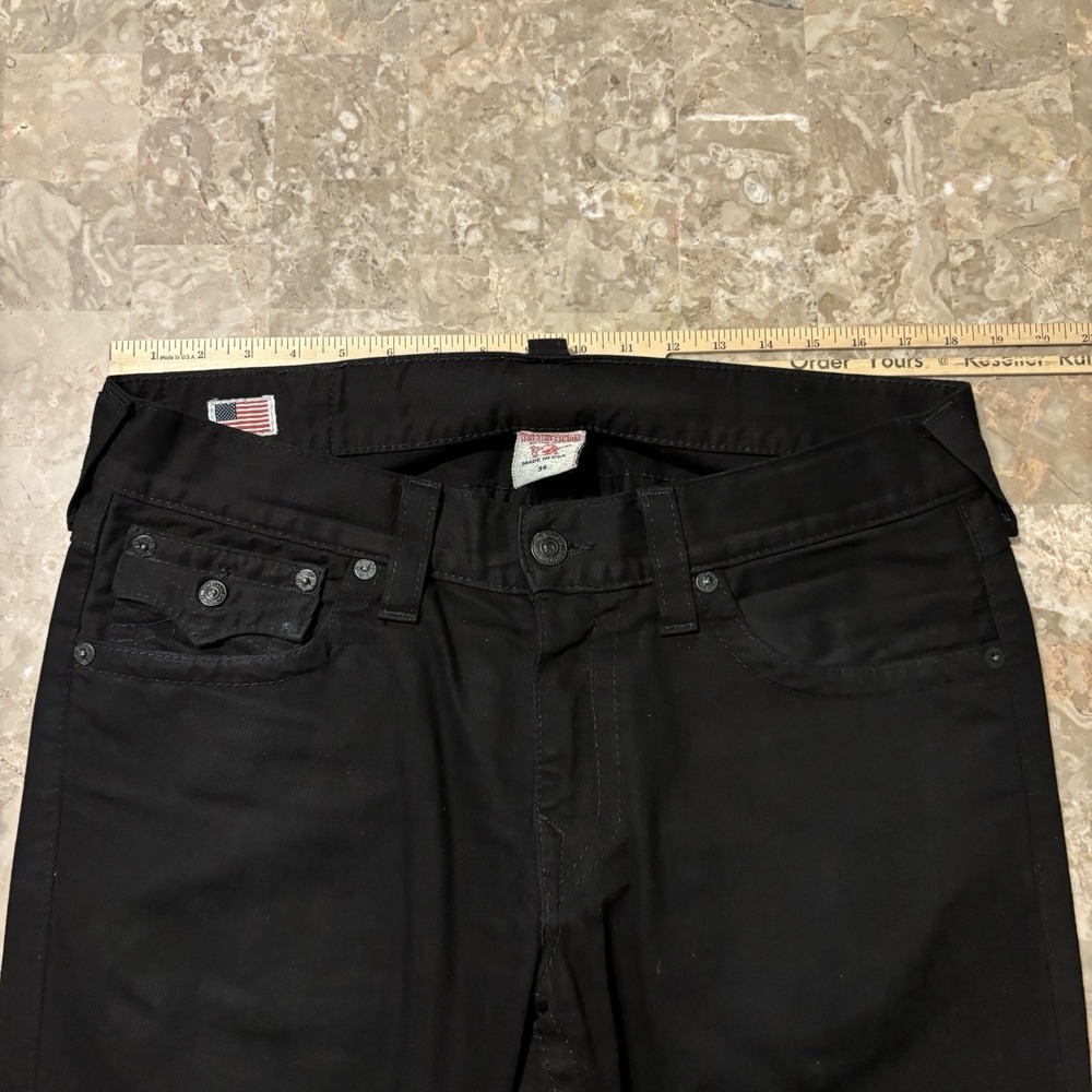 True Religion Jeans Mens 34 (fits 36x31) Black Ricky Straight Flap Pocket Denim - Picture 9 of 15